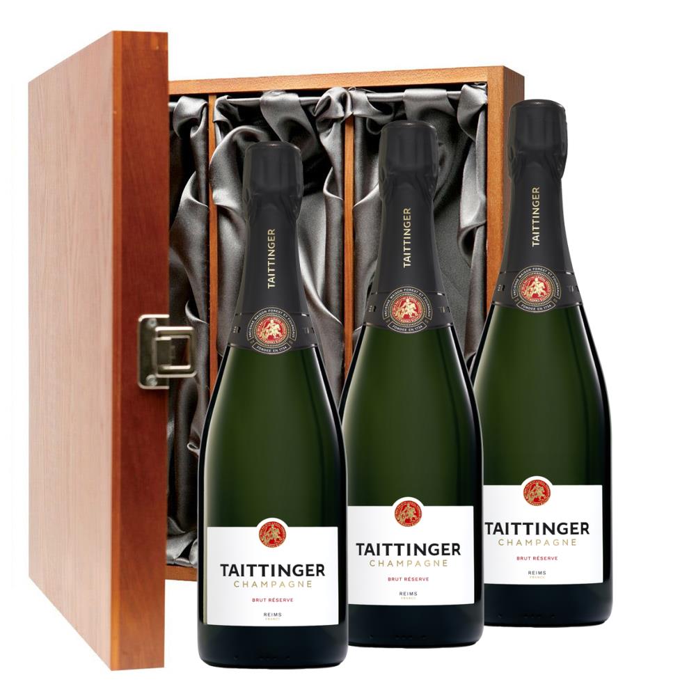 Taittinger Brut Reserve Champagne 75cl Three Bottle Luxury Gift Box